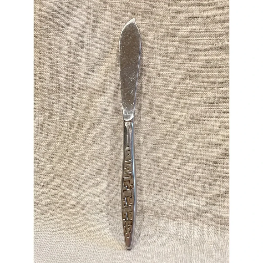 Lyon Stainless Cortez Aztec‎ Brutalist Mid Century Butter/Jam Spoon & Knife